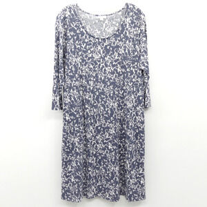 J. Jill purejill Cotton Modal Shift Dress Size M Gray Printed Business Casual